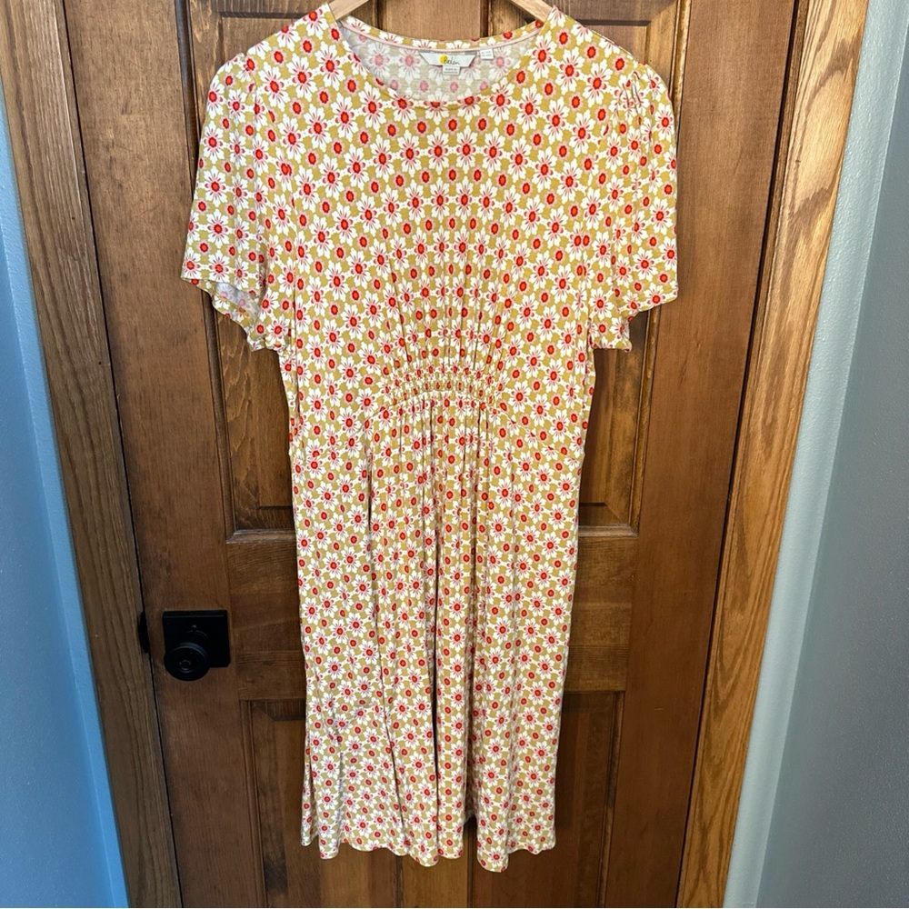 Boden Floral Crew‎ Neck Jersey Short Sleeve Mini Dress Easter Size 10 (US)